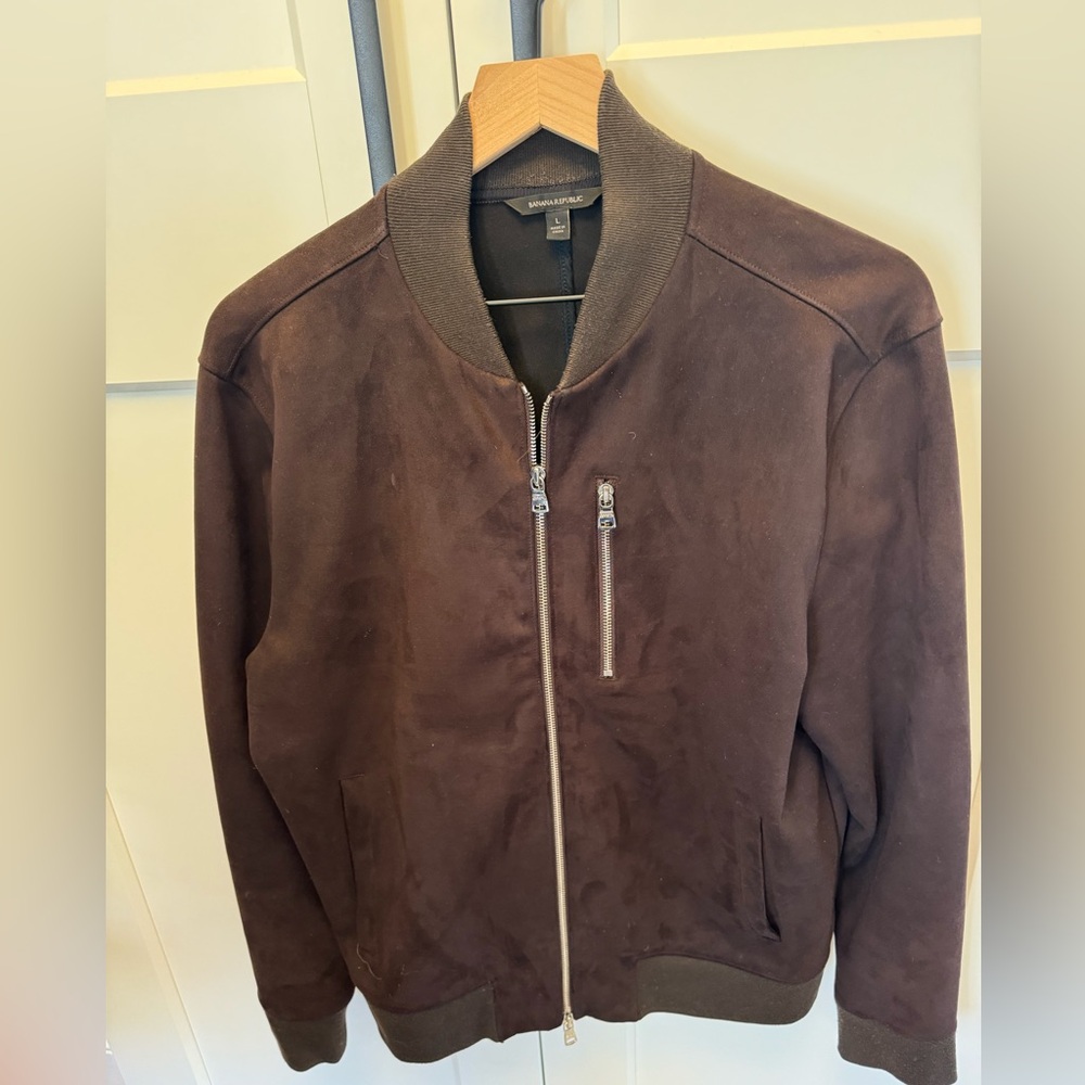 Banana Republic men’s large vegan suede brown men’s fall bomber jacket